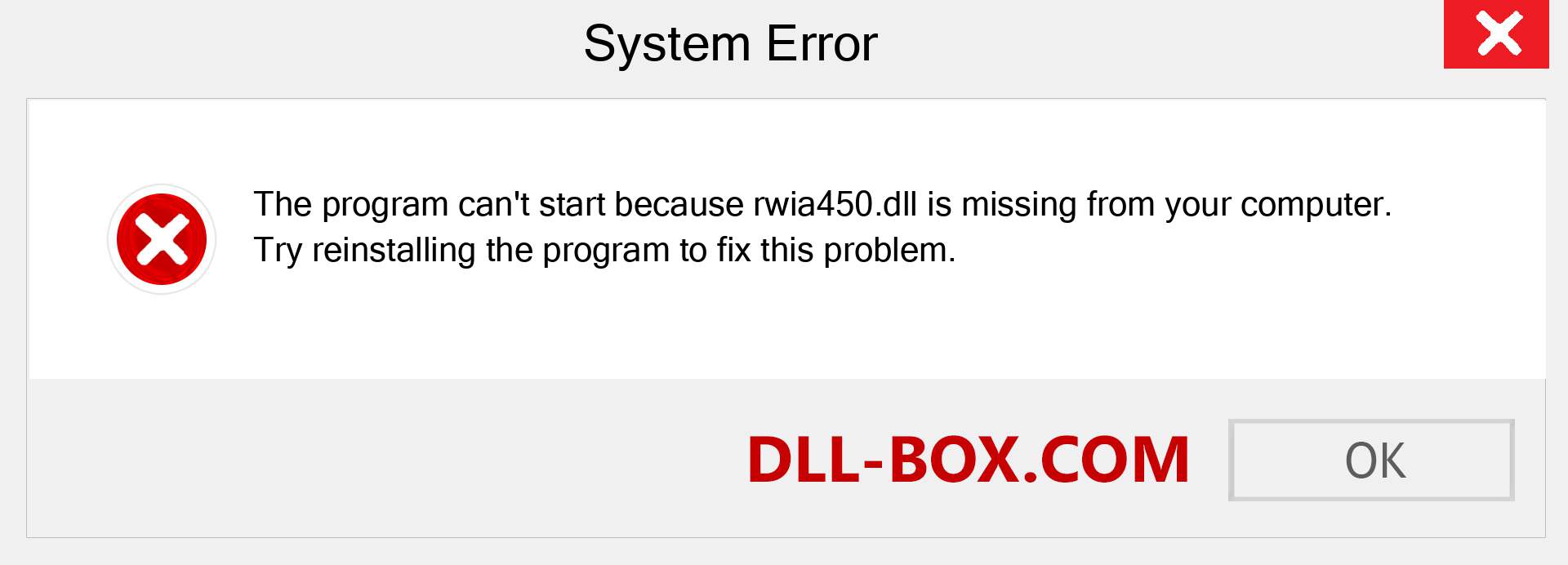  rwia450.dll file is missing?. Download for Windows 7, 8, 10 - Fix  rwia450 dll Missing Error on Windows, photos, images